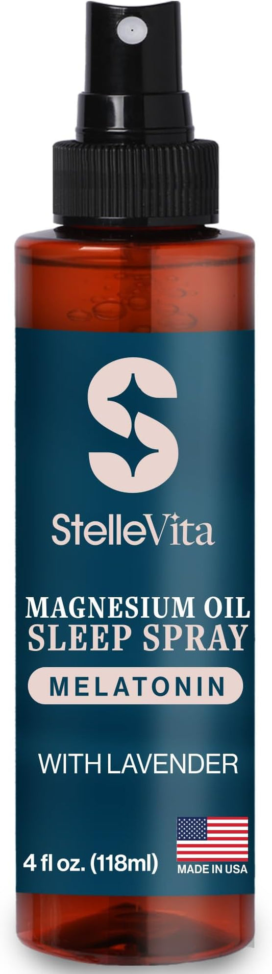 Magnesium Oil with Melatonin Sleep Spray and Lavender 4oz - Topical Melatonin & Magnesium Spray for Feet, Sleep and Relaxation 100% Natural Made in USA