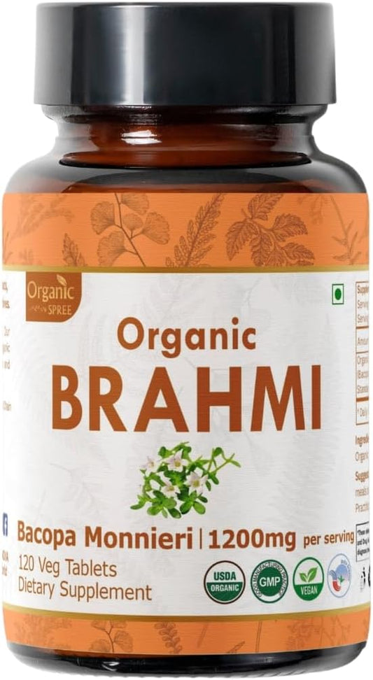 BRAHMI 120 Tablets | Bacopa Monnieri (Brahmi) | USDA Organic Certified | Organic and Natural 120tab