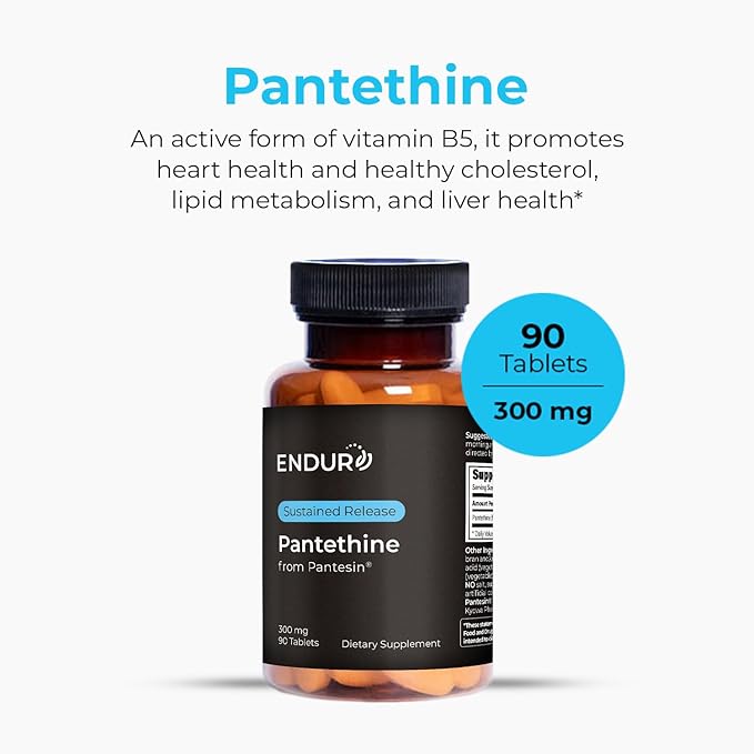 Pantethine from Pantesin, 300mg Sustained Release, 90 Tablets, Endurance Products Company