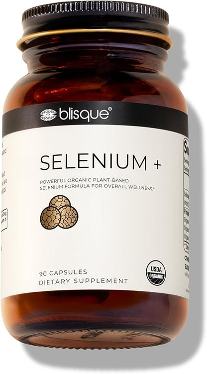 Blisque - Organic Selenium for Thyroid Support, Immune System, and Heart Health | with Organic Mustard Seeds | Authentic and Natural | 90 Capsules