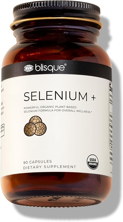 Blisque - Organic Selenium for Thyroid Support, Immune System, and Heart Health | with Organic Mustard Seeds | Authentic and Natural | 90 Capsules