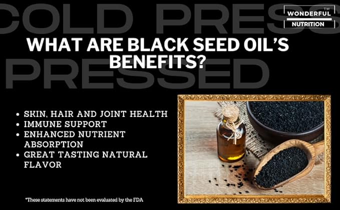Black Seed Oil - 120 Softgels, 1000mg/Serving, 2% Thymoquinone, Black Cumin Seed Oil, Nigella Sativa, Black Seed Oil Organic Cold Pressed- Supports Health, Hair, Skin & Nails