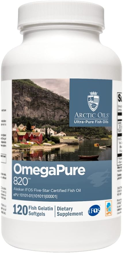 XYMOGEN OmegaPure 820 - International Fish Oil Standards (IFOS) Five-Star Certified Fish Oil - DHA EPA Omega-3 Supplement for Cardiovascular + Cognitive Support (120 Small Softgels)