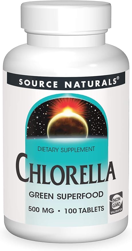 Source Naturals Chlorella 500 mg Green Superfood, Plant-Based B12-100 Tablets