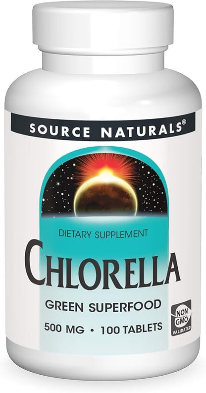 Source Naturals Chlorella 500 mg Green Superfood, Plant-Based B12-100 Tablets