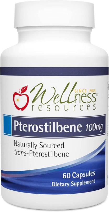 Wellness Resources Pterostilbene - Natural Source Silbinol Trans-Pterostilbene for Healthy Aging (100mg, 60 Veggie Capsules), Non-GMO, Vegan, Soy-Free