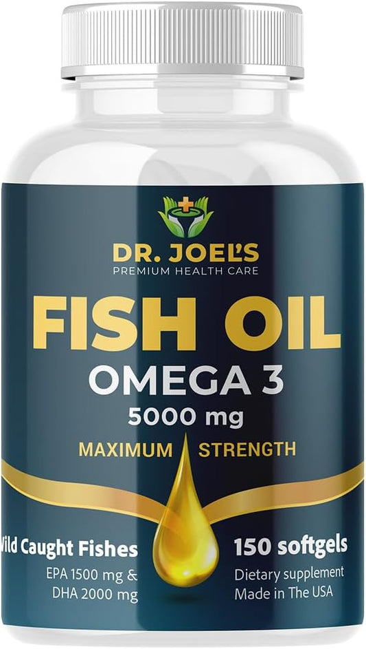 Fish Oil Omega 3 - No Fishy Burp - 150 Softgels - Non GMO - Made in The USA