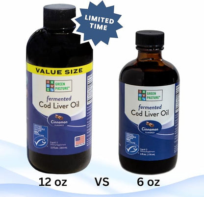 Green Pasture - Fermented Cod Liver Oil Liquid -12oz. Cinnamon
