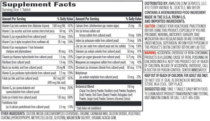 Amazon Elements Women’s One Daily Multivitamin, 59% Whole Food Cultured, Vegan, 65 Tablets, 2 month supply (Packaging may vary)