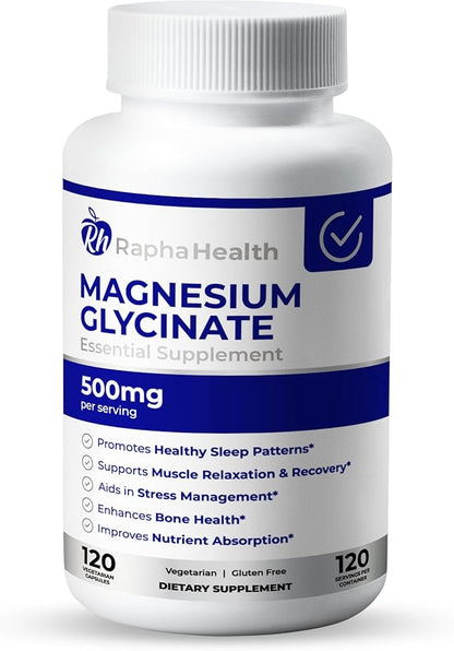 Magnesium GLYCINATE 500mg | High Absorption | 100% Chelated | Supports Bone Health & Muscle Recovery | 120 Capsules - 4 Month Supply