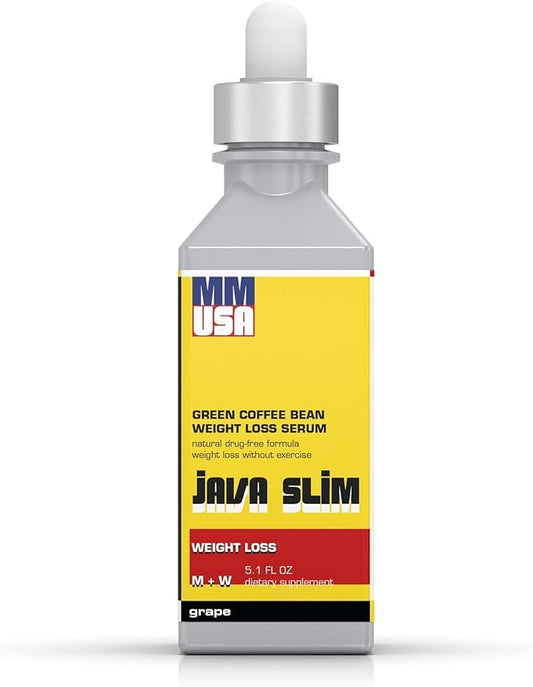 Java Slim Pre-Workout Serum: Rapid Weight Loss & Metabolism Accelerator. Burn Fat, Caffeine Energy Boost, Green Coffee Extract, L-Carnitine, Suppress Appetite Grape, 5.1 Fl. Oz.