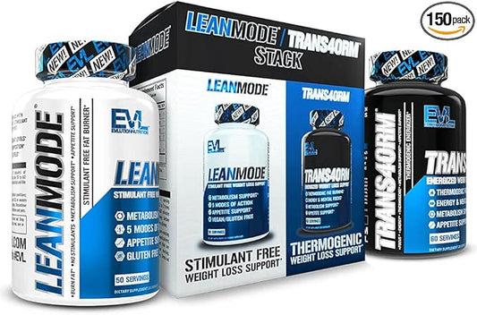 EVL Weight Loss Support Stack - Trans4orm Thermogenic Fat Burner & Metabolism Support Pills with Green Coffee Bean Extract and Forskolin Plus LeanMode Non-Stimulant