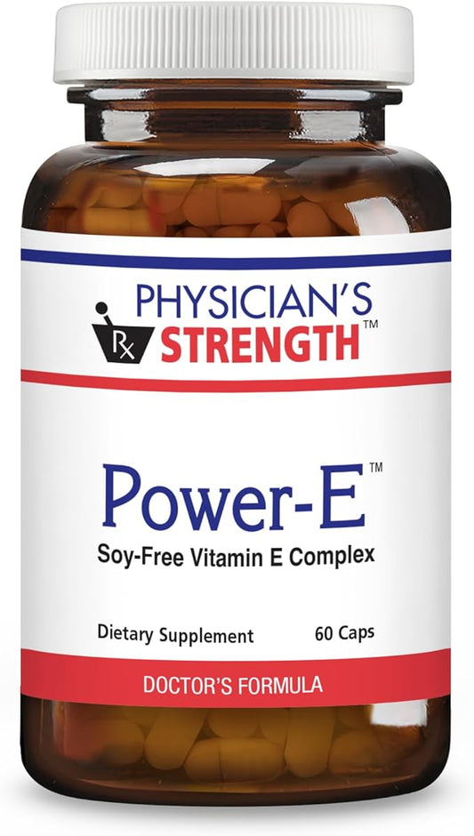 Physician's Strength Power-E Capsules - 60 Caps - Soy Free Vitamin E Complex - Non-GMO - 60 Servings