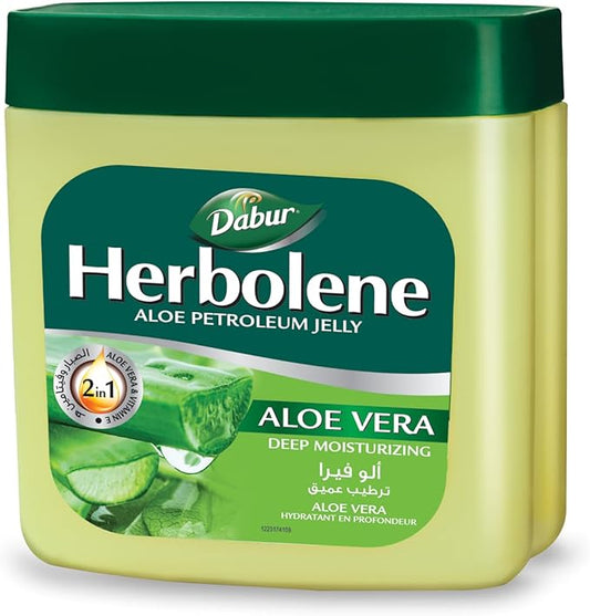 Dabur Herbolene Aloe Vera Gel Petroleum Jelly - Enhanced with Vitamin E for Deep & Intensive Skin Moisturization - Gentle on Sensitive Skin - Nourishing Bliss & Lasting Hydration - 425 ML (Pack of 1)