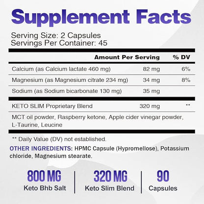 Keto Pills Apple Cider Vinegar Weight Loss Fat Burner Ketosis Diet Support Boost Energy Ketones Supplement with ACV for Women Men 90 Capsules