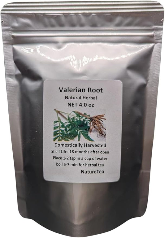Valerian Root - Valeriana officinalis Dried Loose Root Cut by Nature Tea (4 oz)