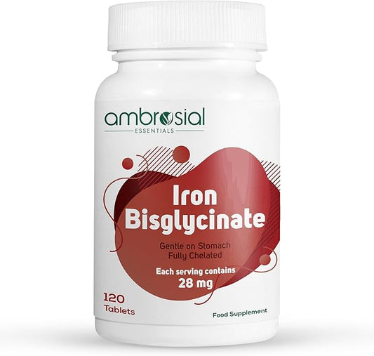 Ambrosial Iron Bisglycinate 28Mg Tablets Pack of 1-120 Tablets