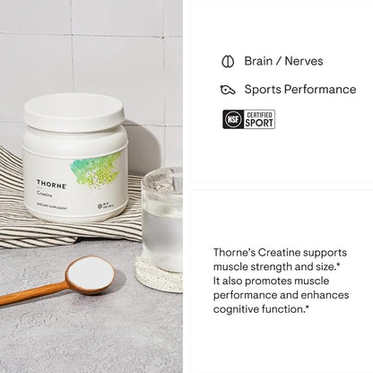THORNE - Creatine - Creatine Monohydrate, Amino Acid Powder - Support Muscles, Cellular Energy and Cognitive Function* - Gluten-Free, Keto - NSF Certified for Sport - 16 Oz - 90 Servings