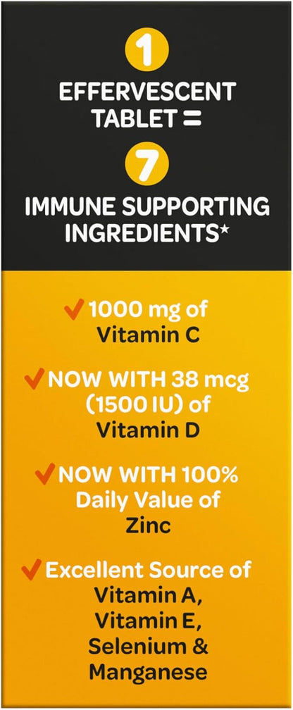 Airborne Vitamin C 1000mg (per Serving) - Zesty Effervescent Tablets, Gluten-Free Immune Support Supplement, Echinacea & Ginger, Orange, Citrus, 30 Count (Pack of 3)