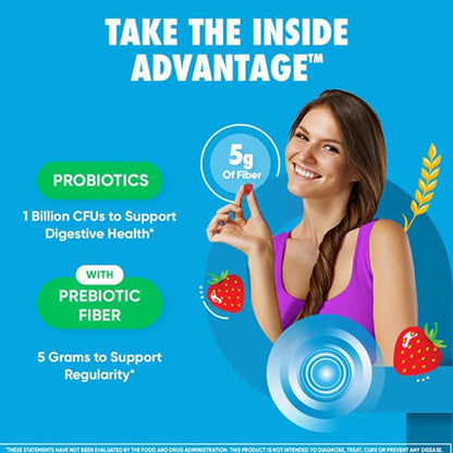 Digestive Advantage Prebiotic Fiber Supplement Strawberry Flavor Gummies with Probiotics for Women & Men Digestive Health, Adults Regularity and Gut Health, 60 Count (2 Pack)