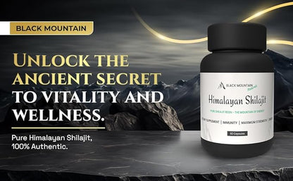 Himalayan Shilajit - 60 Capsules - Premium Quality - Pure Organic - Fulvic & Humic Acid with 85+ Minerals for Immunity, Strength & Energy - 60 Days Supply - 18000 ft