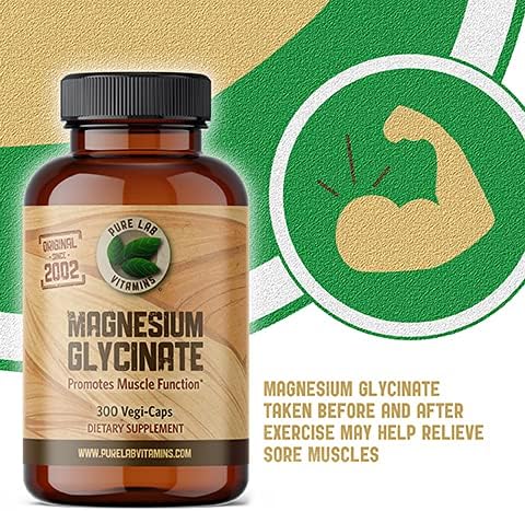 Magnesium Glycinate 165mg/caps (3 caps/Day for 500mg) - 300 caps - Magnesium Supplement from Canada - Magnesium Pills Supplement - Magnesio Glycinate Capsule Made in Canada