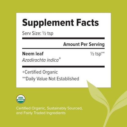 Banyan Botanicals Neem Powder - Organic Azadirachta Indica - Purifying Ayurvedic Herb for Healthy Skin & Blood* – 1/2 lb. – Fair for Life Sustainably Sourced Non-GMO Vegan