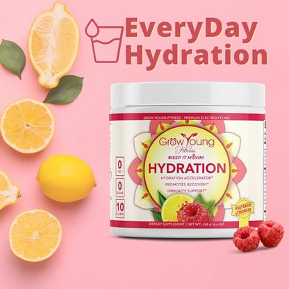 Grow Young Fitness Slim Fiber Supplement and Raspberry Lemonade Hydration Powder - Digestive Support and Hydration for Elderly