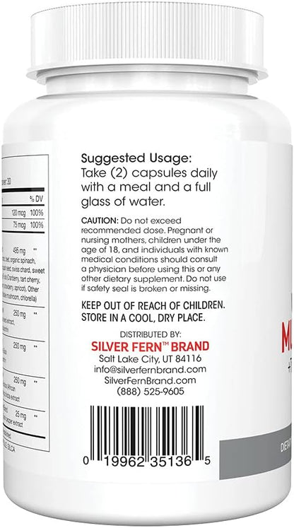 Silver Fern Whole Food Daily Multi Vitamin w/Trace Mineral Blend Supplement - 4 Bottles - 60 Vegicaps Each - 120 Day Supply - Natural, Non-GMO, Vegan, Multivitamin - Zero Synthetics