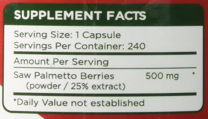 Zenesis Labs Saw Palmetto Extract - 240 Capsules - 500mg/capsule - 200% More Capsules Than Most Competitors