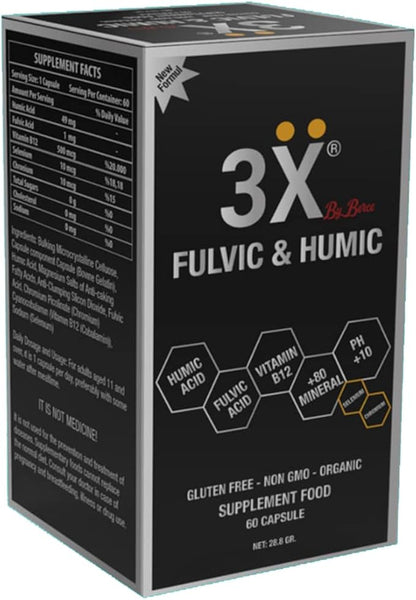 3X Fulvic and Humic Acid - 80 Minerals - Vitamin B12 - Selenium - Chromium - 60 Servings - 60 Day Supply