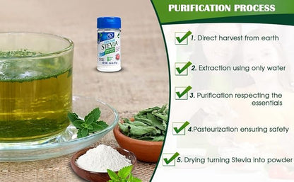 BSL 100% Pure Stevia Extract Powder Without Erythritol 0.6 Oz, No Artificial Sweetener, 620 Servings | Stevia No Erythritol | Zero Calorie & Keto Friendly, Pure Stevia Powder