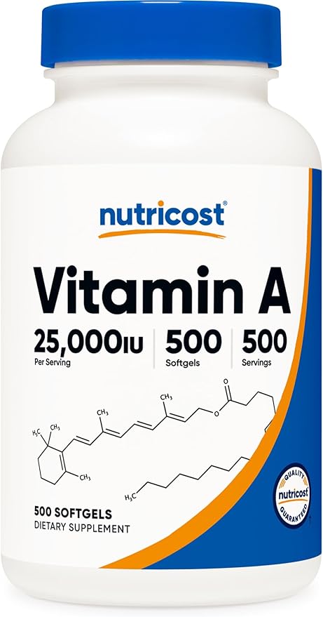 Nutricost Vitamin A 25000 IU, 500 Softgels, Non-GMO, Gluten Free