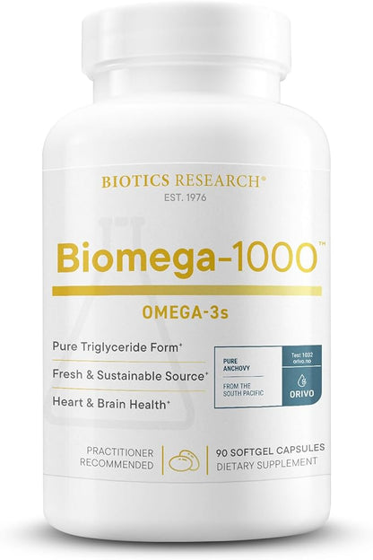 Biotics Research Biomega-1000™ Omega 3 1000mg Fish Oil Supplement with EPA/DHA, Highly Concentrated Fish oil Omega-3 Fatty Acids For Women & Men – Supports Immune & Cardiovascular Health – 90 Softgels