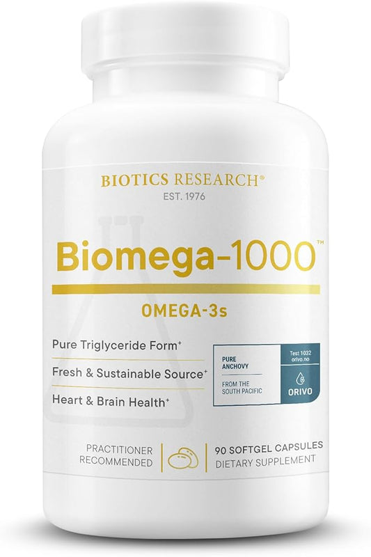 Biotics Research Biomega-1000™ Omega 3 1000mg Fish Oil Supplement with EPA/DHA, Highly Concentrated Fish oil Omega-3 Fatty Acids For Women & Men – Supports Immune & Cardiovascular Health – 90 Softgels