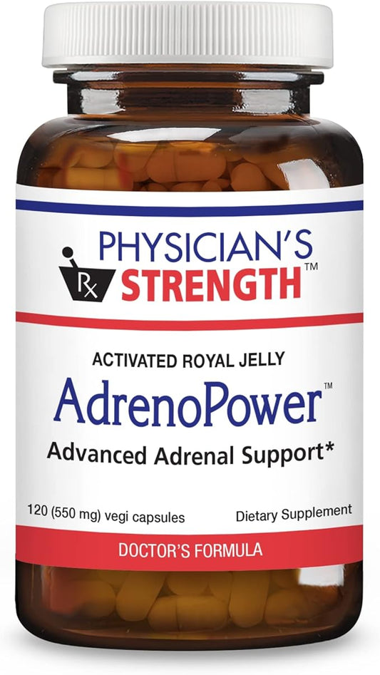 Physician's Strength AdrenoPower - 120 Vegi Capsules - Energy & Adrenal Support - with Royal Jelly, Wild Rosemary, Sage, Camu Camu, Pantothenic Acid - 60 Servings
