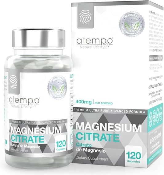 Magnesium Citrate, for Metabolism, Enzyme Function, Electrolyte Balance, Stress, Nerves & Muscles Health* Professional Grade High Absorption, NO FILLERS-ADDITIVES, 120 Vegan Capsules Delay Release