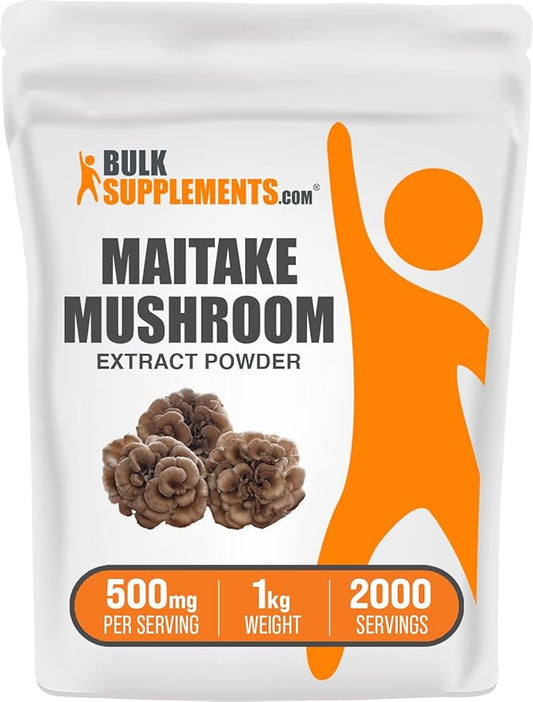 BulkSupplements.com Maitake Mushroom Extract Powder - Superfood Supplement, Maitake Mushroom Supplement - Gluten Free, 500mg per Serving, 1kg (2.2 lbs) (Pack of 1)