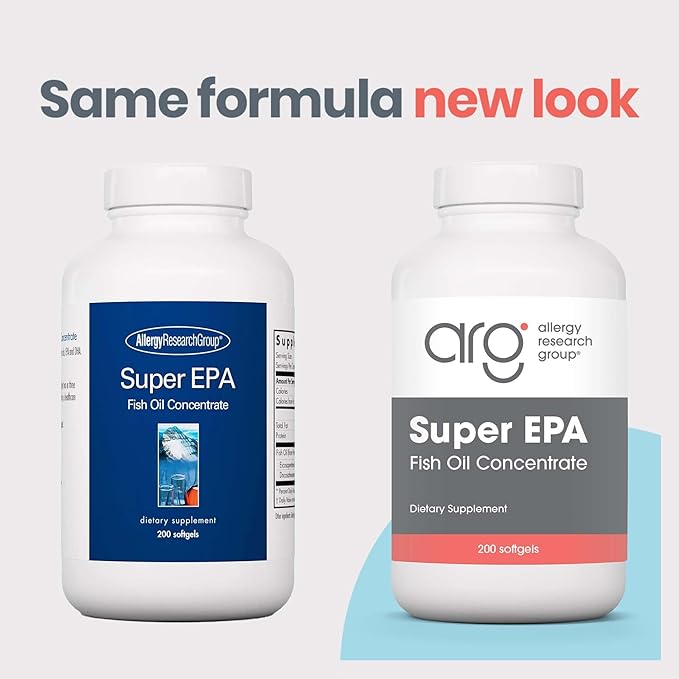 Allergy Research Group Super EPA - Omega 3 Supplement, Fish Oil Concentrate, EPA, DHA, Omega 3 Fatty Acids, Sustainably-Sourced Anchovies, Softgels - 200 Count