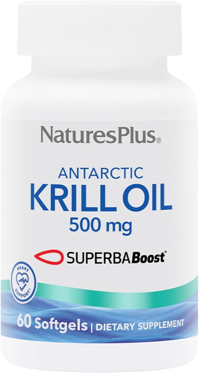 Natures Plus Antarctic Krill Oil - 60 Softgels - Supports Brain & Joint Health - 60 Servings