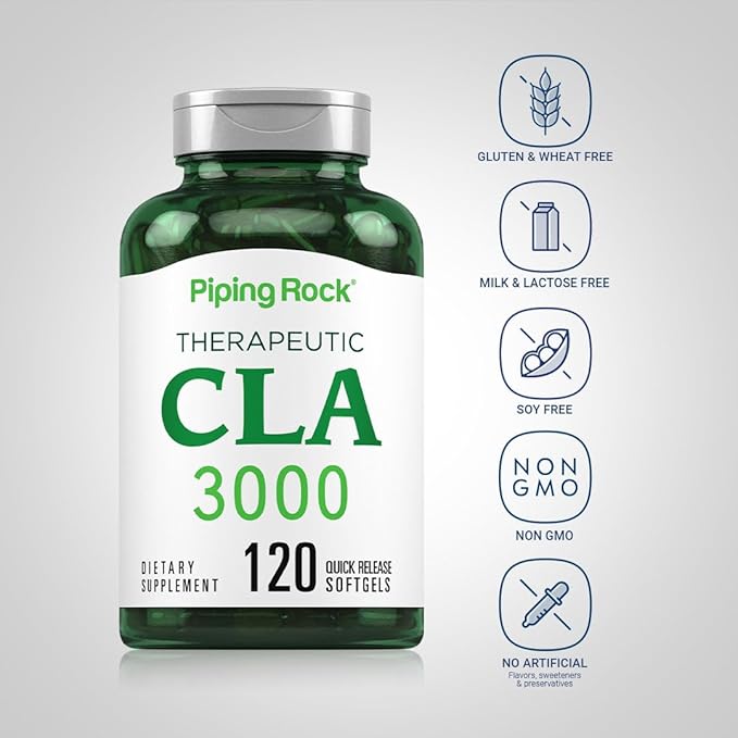 Piping Rock CLA Supplements | 3000mg | Conjugated Linoleic Acid | 120 Softgels | Non-GMO, Gluten Free