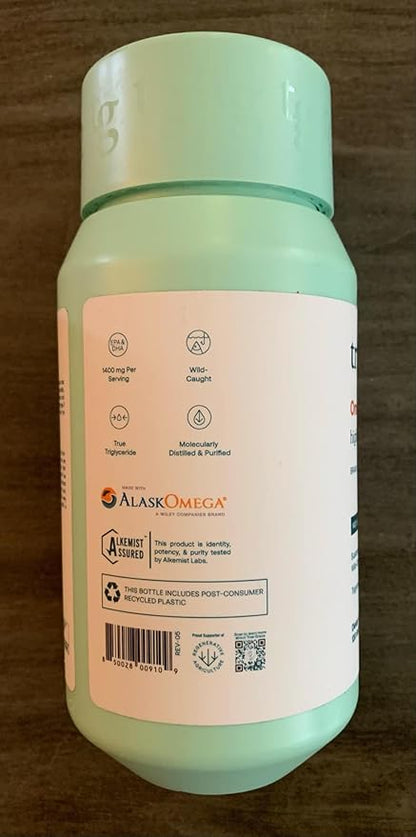 True Grace Omega-3 Fish Oil - 120 Softgels - 1400 mg EPA + DHA - Brain, Heart, Joint & Immune Health - Organic, Gluten Free, Soy Free