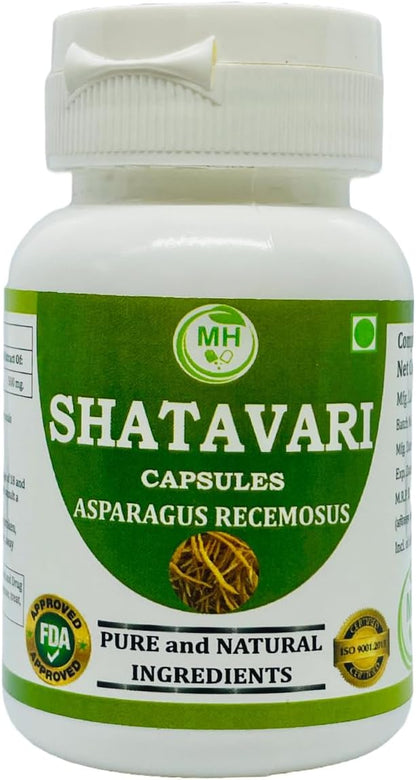 Shatavari (Asparagus Racemosus) Capsules, Containg 60 x 500 mg. Natural and Herbal Veg. Capsules (Pack of 1)