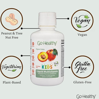Go Healthy Multivitamin Liquid (1 Bottle) and Vitamin D3 K2 Drops (1 Bottle) for Kids, Toddlers, Teens, Vegan and Vegetarian, Gluten Free, Non-GMO Bundle