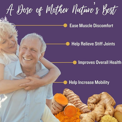 Nature’s Relief | Improve Body, Muscle & Joint Aches | Turmeric Curcumin, Boswellia & Ginger Supplement | Ease Discomfort & Increase Mobility | Non-GMO (30 Servings)