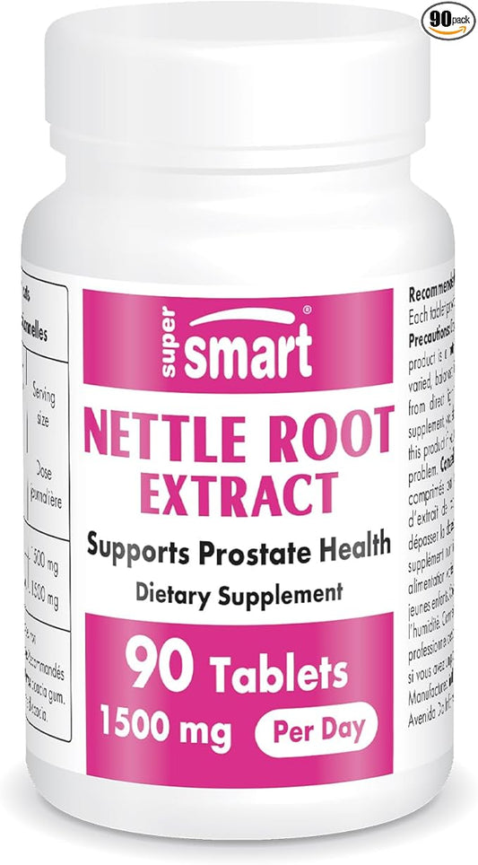 Supersmart - Stinging Nettle Root Extract 16:1 (Urtica Dioica) 1500 mg per Day - Prostate & Urinary Health Supplement - Allergies Support | Non-GMO & Gluten Free - 90 Tablets