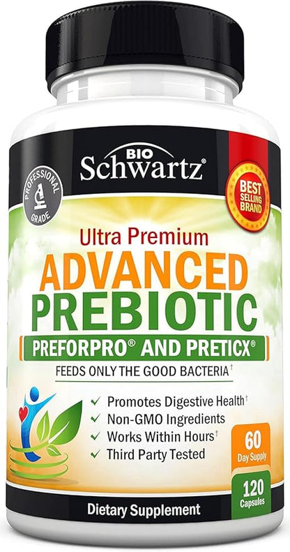 Advanced Prebiotics for Digestive Health - Fast Acting Gut Health Supplement with Clinically Validated Prebiotics for Women & Men for Healthy Gut Flora Bloating & Immune Support - 2 Month Supply