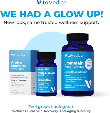 VitaMedica | Arnica Montana 30X and Bromelain with Quercetin Bundle | Arnica Montana | Bromelain | Quercetin | Recovery Bundle | Plant Based | Made in USA