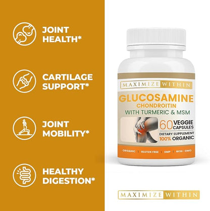 Glucosamine Chondroitin with Turmeric & MSM for Healthy Joints, 60 Veggie Capsules