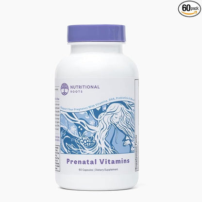 Prenatal Vitamins with DHA - Whole Food Vitamins with Folate, Probiotics and Regenerative Organic Ingredients, Without Iron, Without Iodine, Bump It Up, 30 Servings
